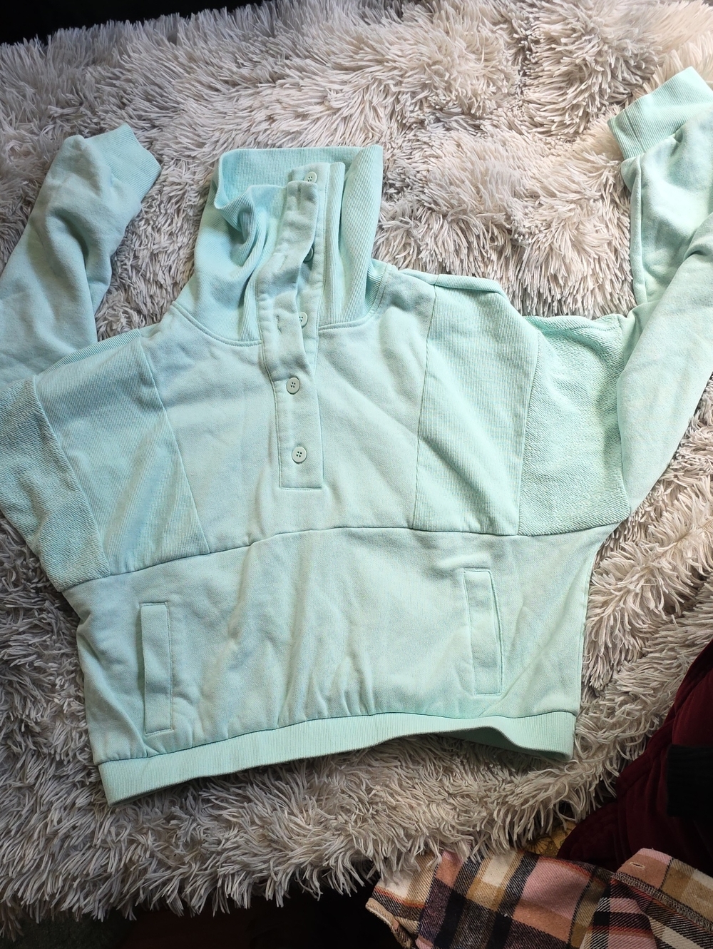Sincerly Jules Mint Green Button-Front Cowl Pullover Sweater